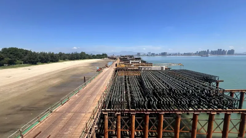 Long view of the deck line along the shore