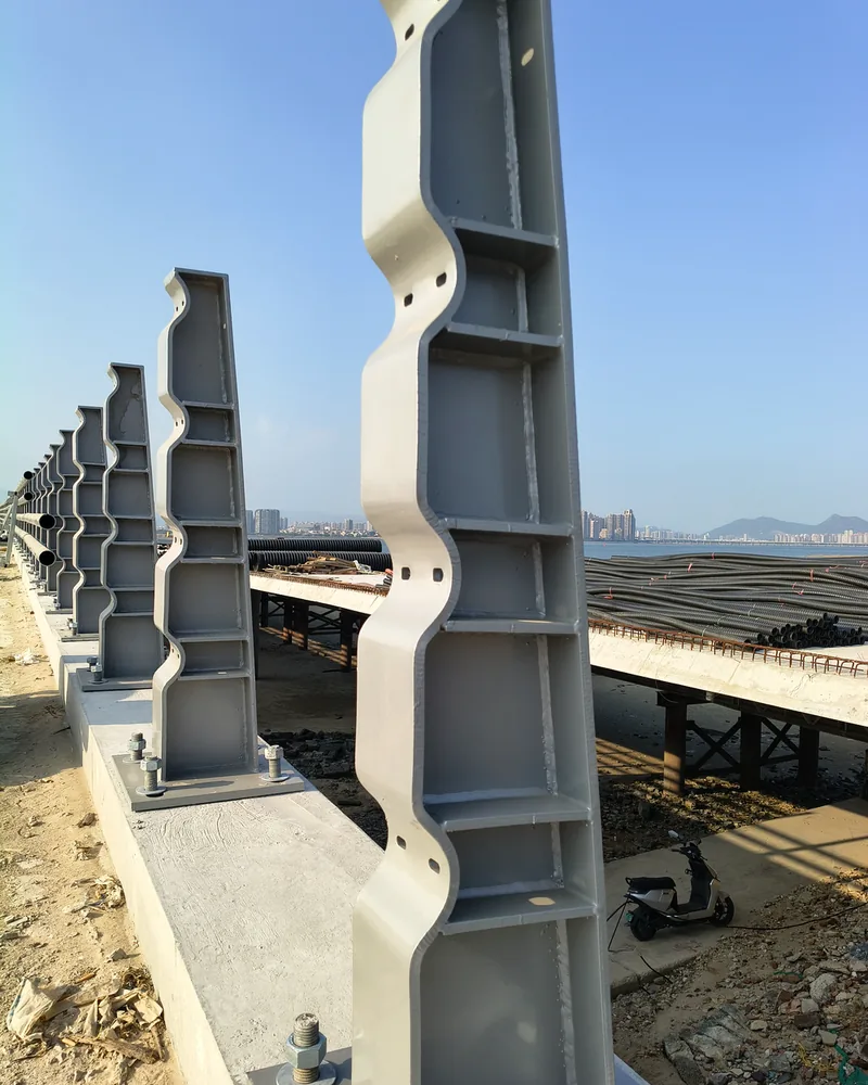 Guardrail posts on base plates